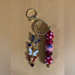 Patriotic colors w/Butterflies keychain